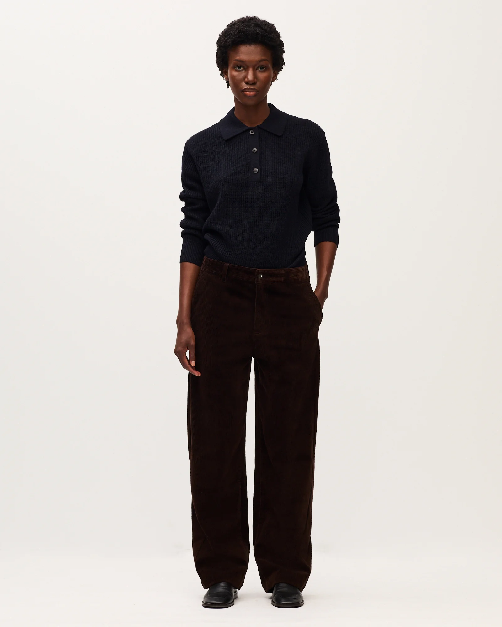 Pantalon barrel en velours côtelé