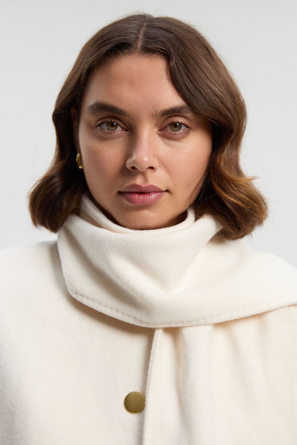 KarenMillen Tall Brushed Wool Detachable Scarf Tailored Short Coat