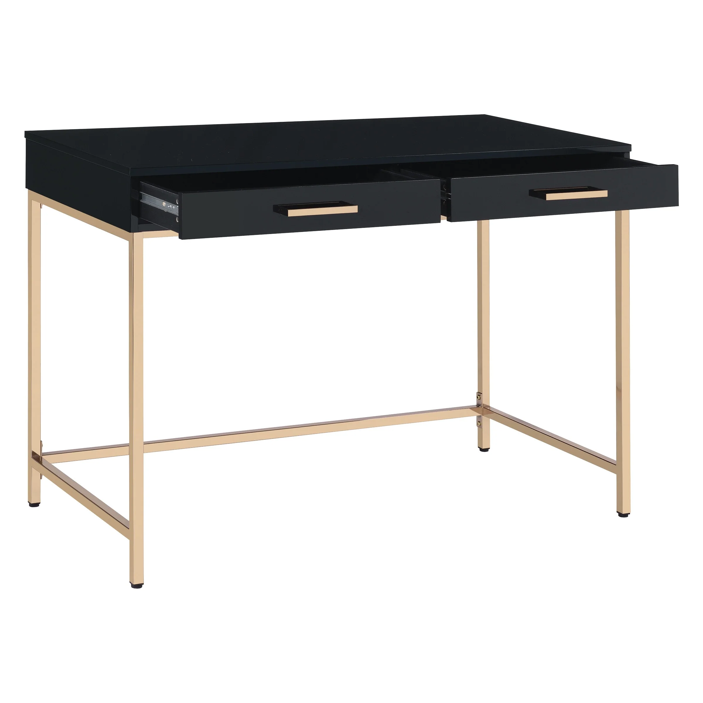 Alios Desk with Black Gloss and Gold Frame