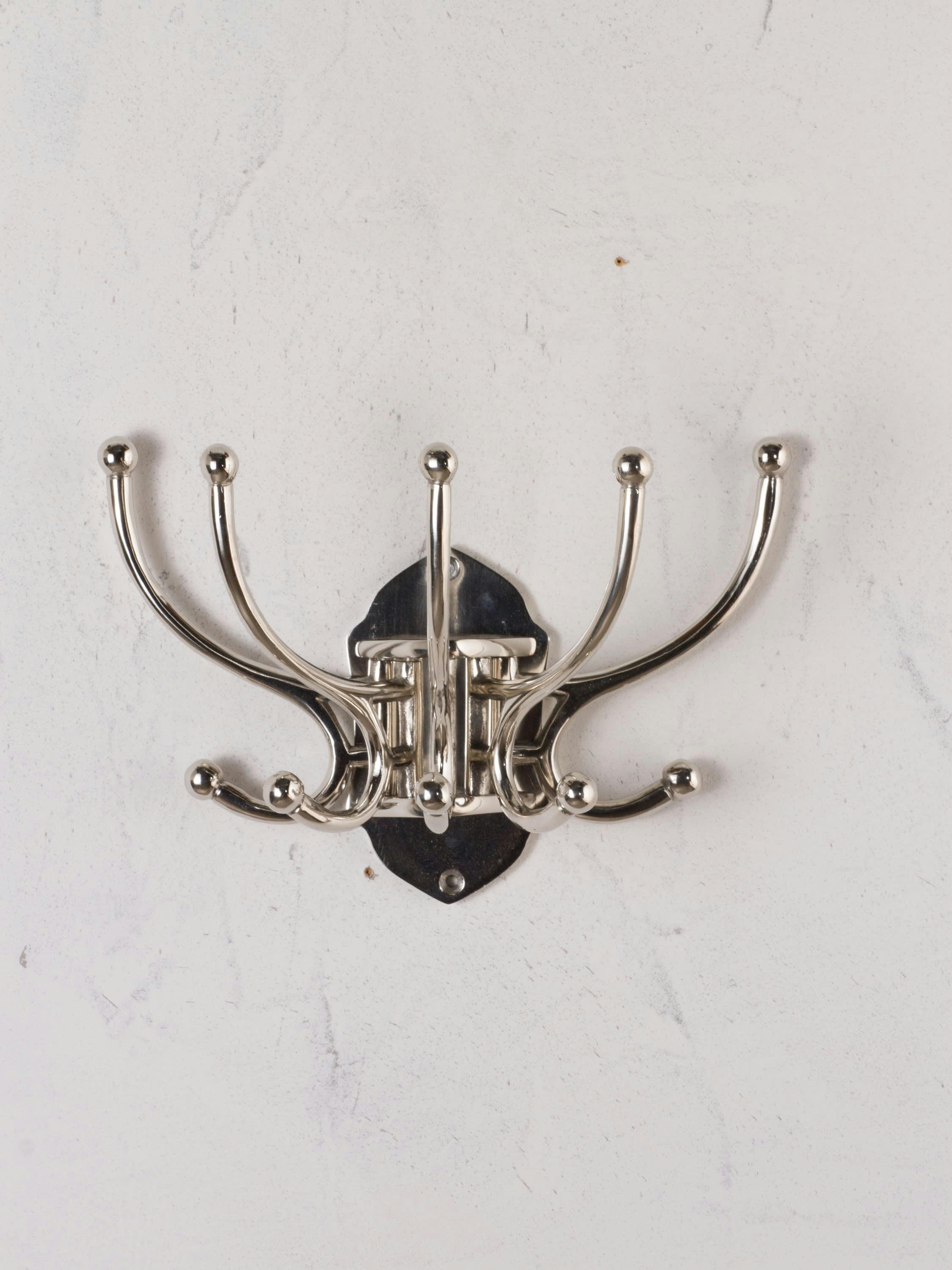 CHAUMONT - portemanteau 5 crochets en métal argenté