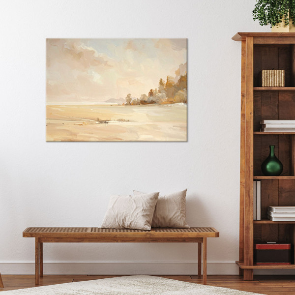 Obraz do salonu sypialni, Pastelowa Plaża Minimalistyczny Nadmorski 30x20