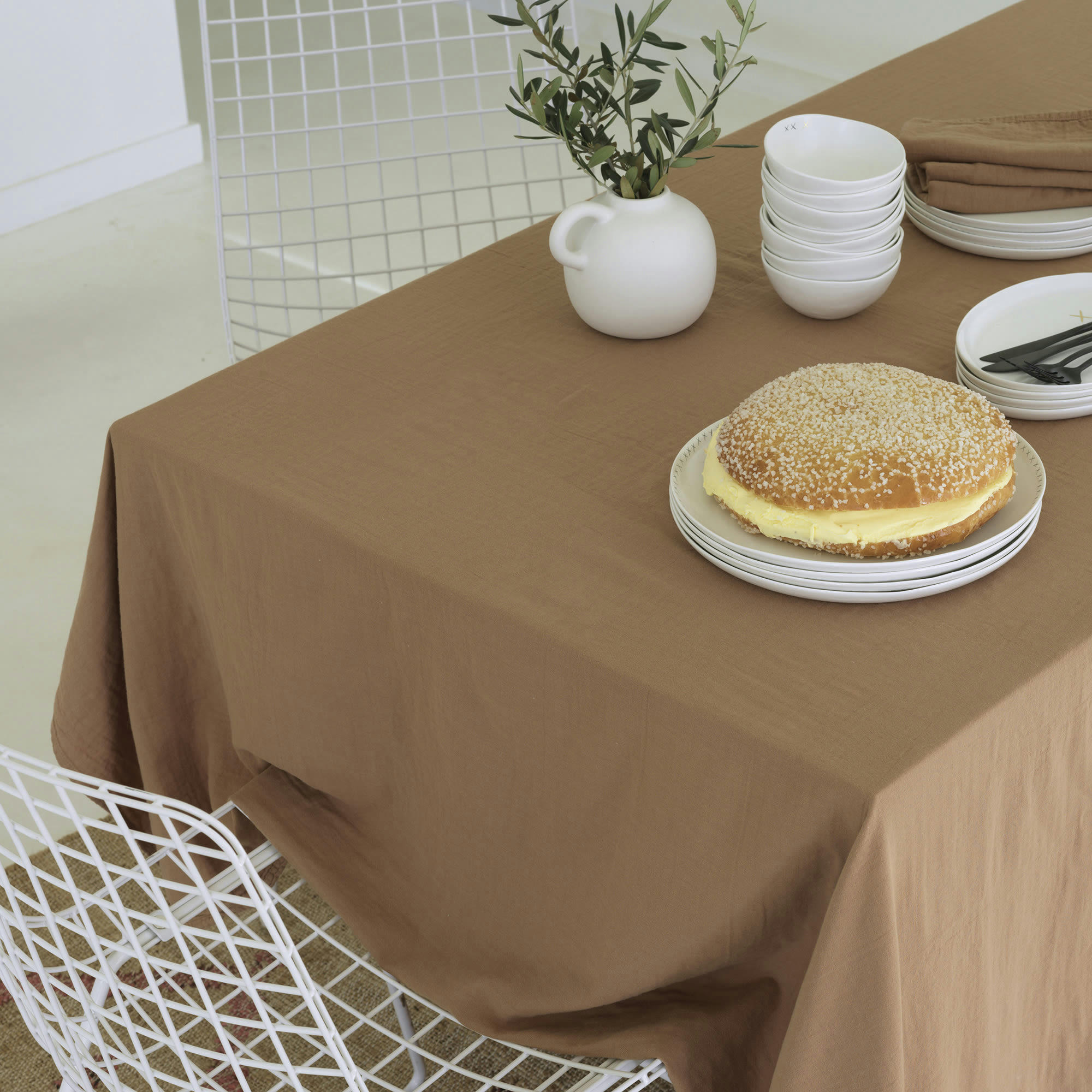 GAZE DE COTON - Nappe gaze de de coton tabac 180X350 CM