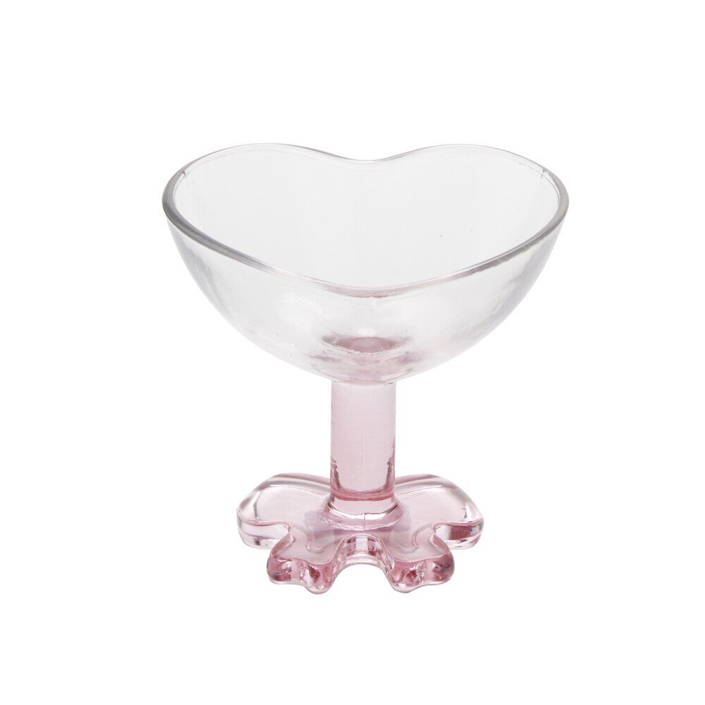 Verre à pied 250ml forme coeur et pied noeud Ø10xH9 cm (2 modèles)