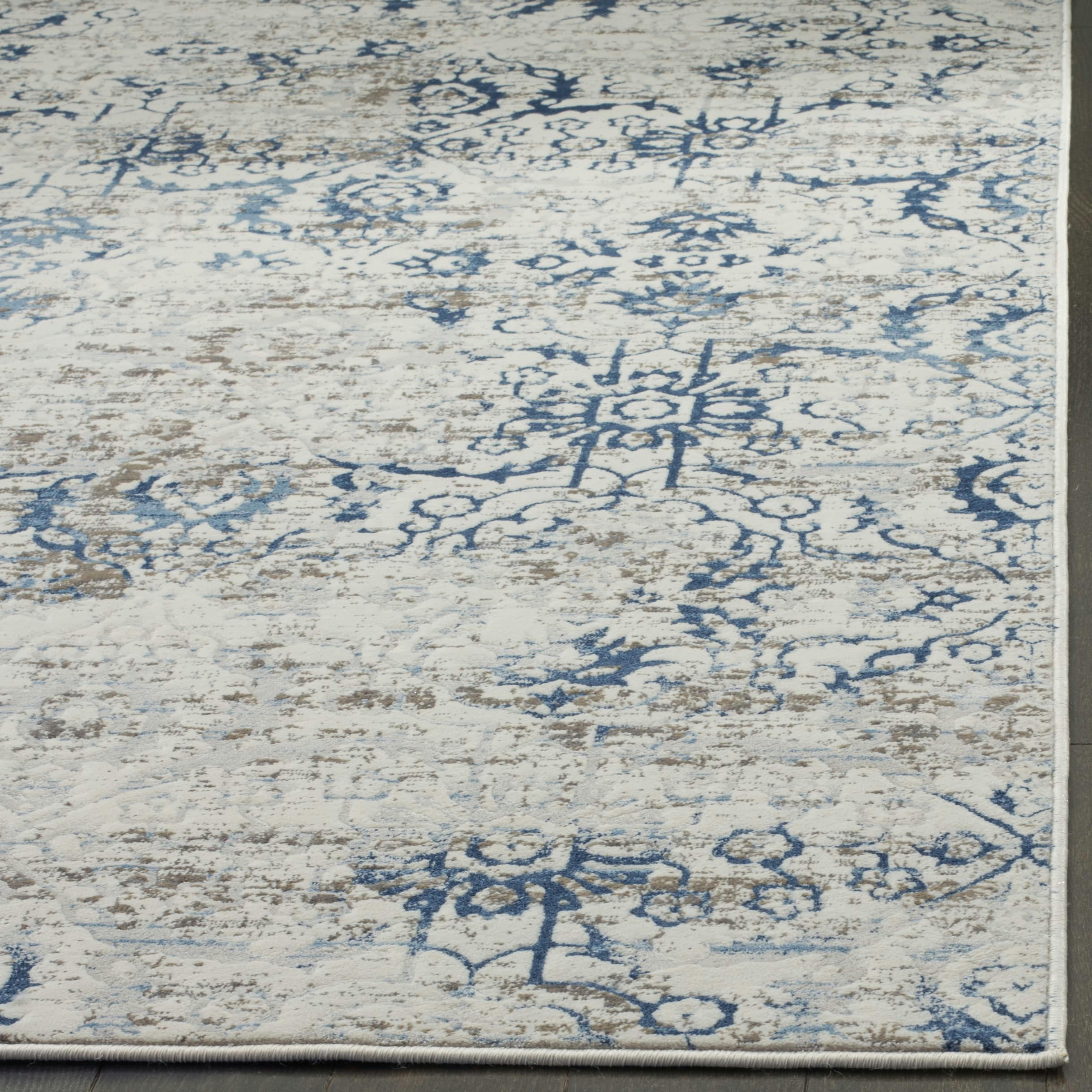 ARTIFACT - Tapis de salon interieur en bleu & crème, 69 x 244 cm