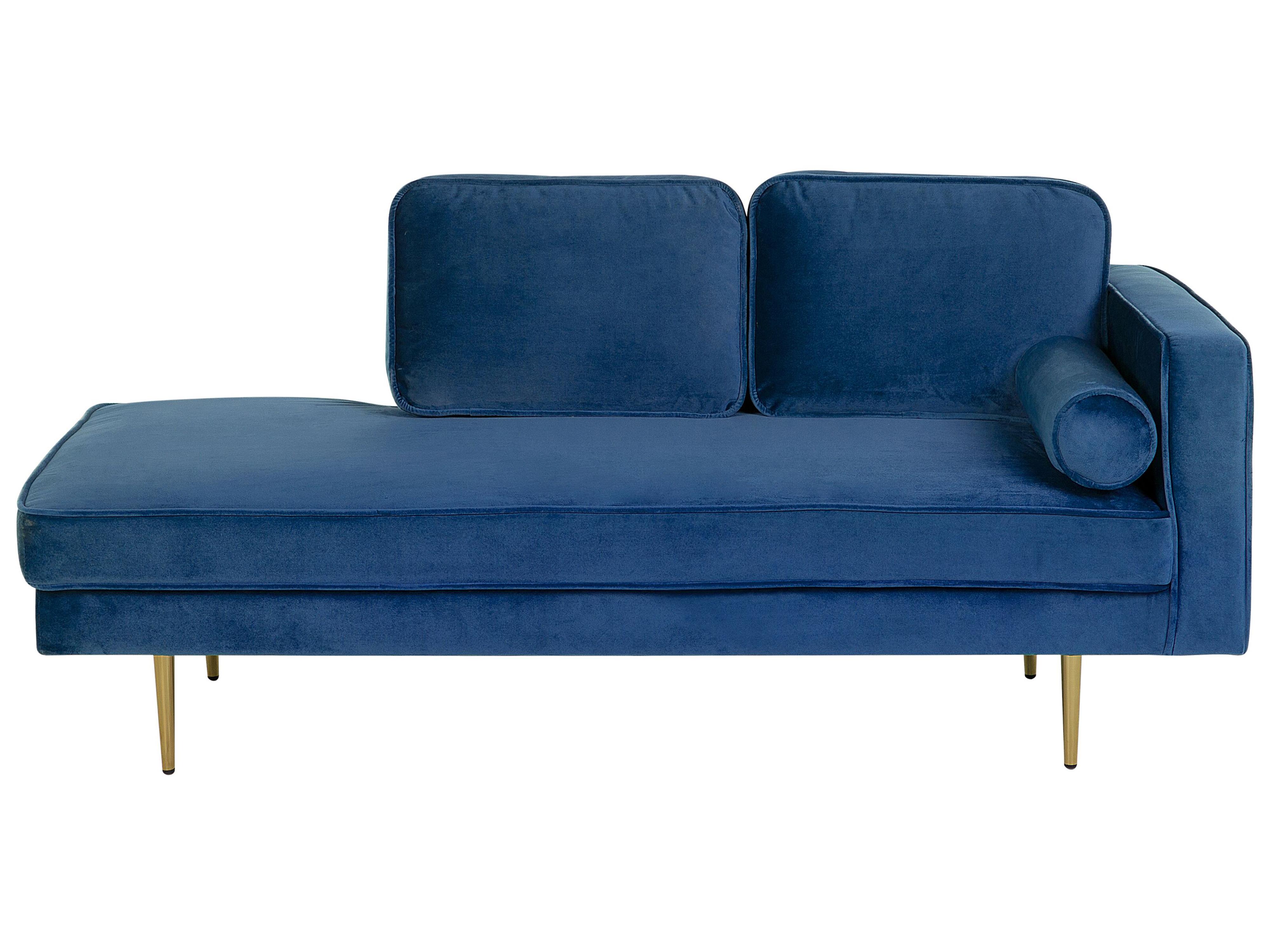 Left-Hand Chaise Longue MIRAMAS Velvet Navy Blue