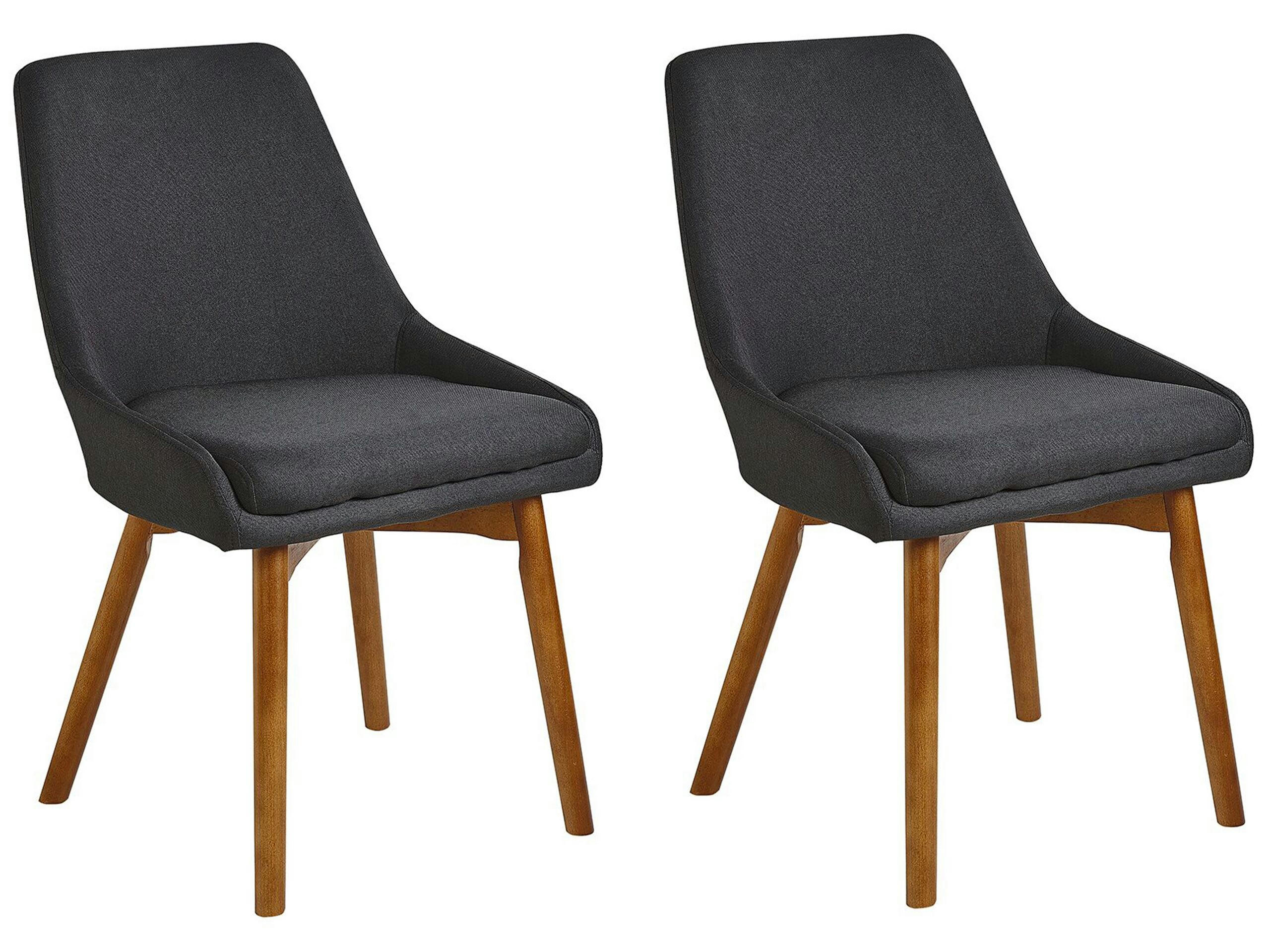 MELFORT - Lot de 2 chaises de salle à manger en tissu noir