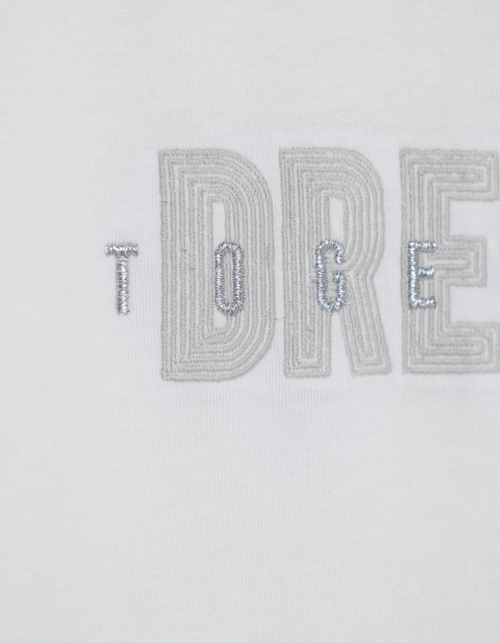 Tee-shirt encolure V blanc message brodé Femme