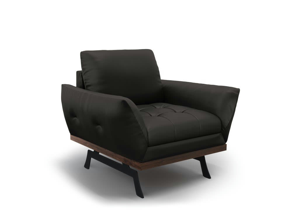 OLIVIER - Fauteuil 1 place en cuir noir