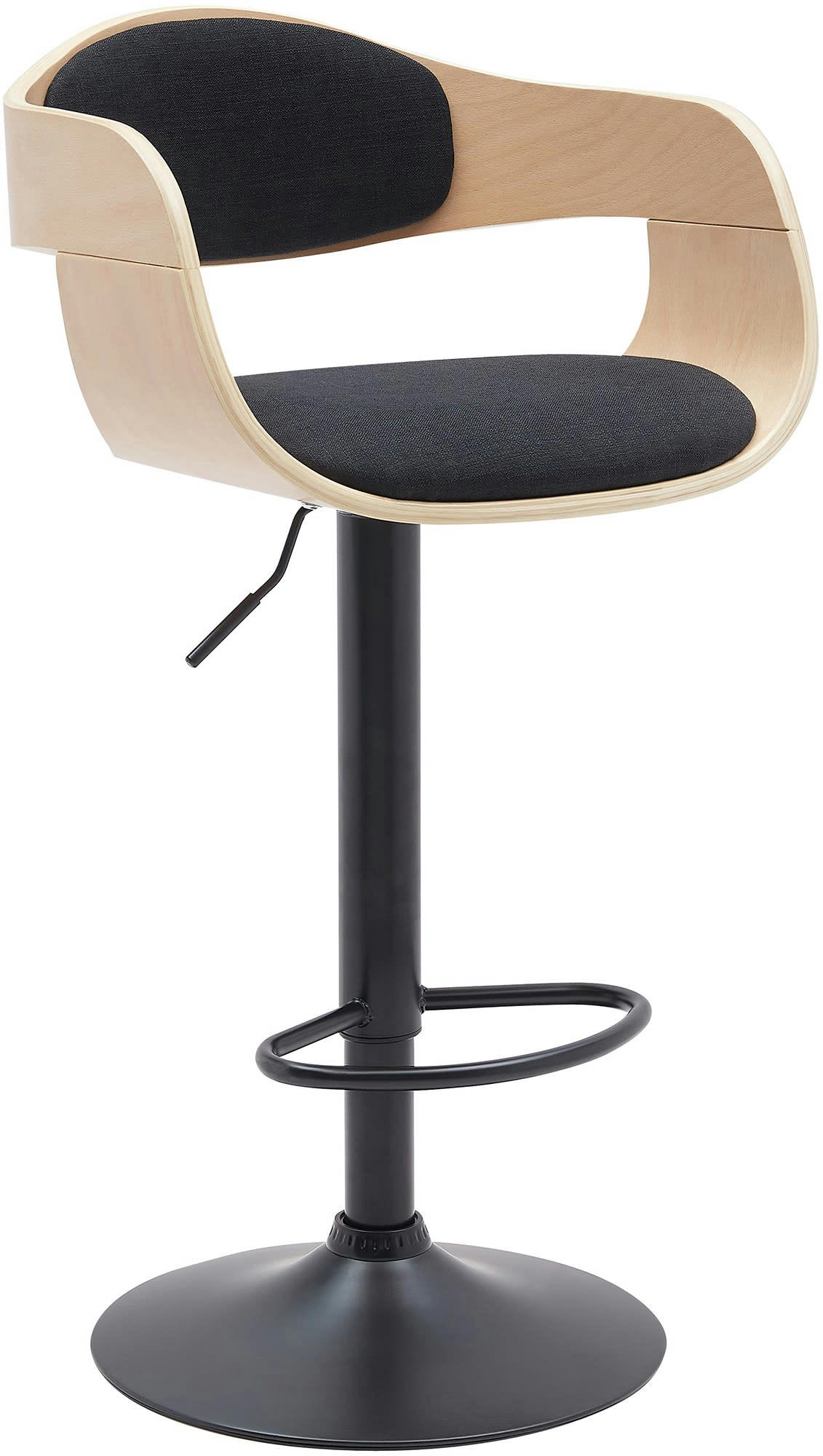 KINGSTON - Tabouret de bar ajustable pivotant tissu Nature / Noir