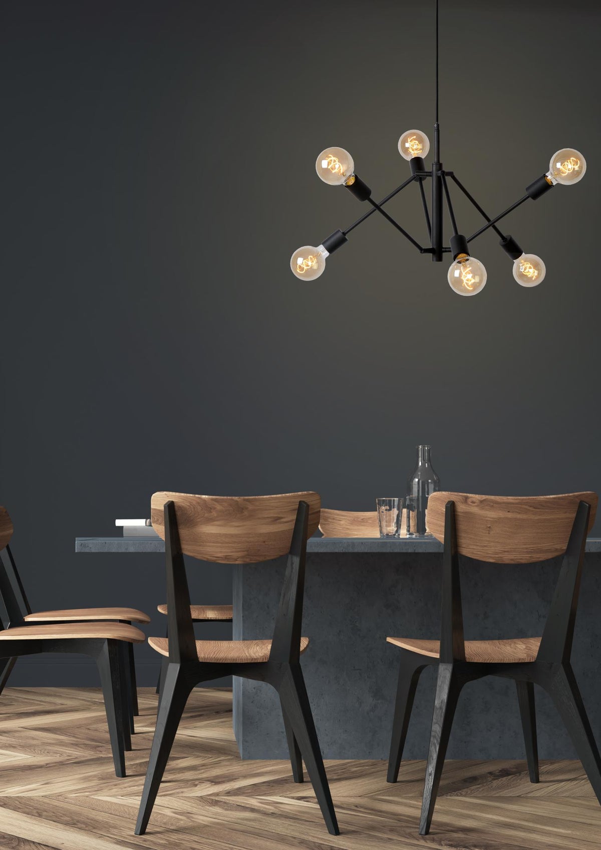Lucide hanglamp LESTER - 6xE27 - Zwart