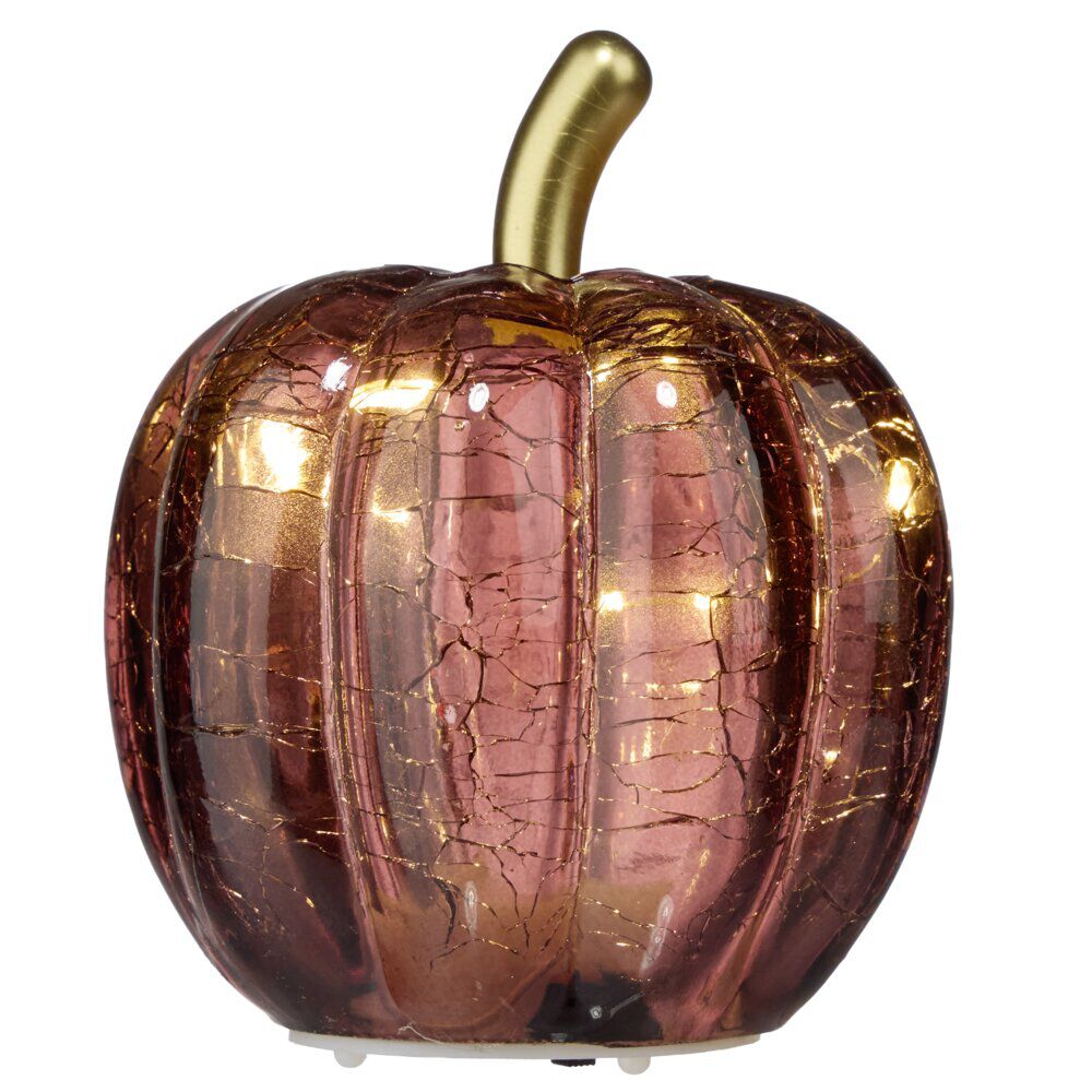 Citrouille décorative automne verre à LED Ø7,5xH9,5cm (4 modèles)