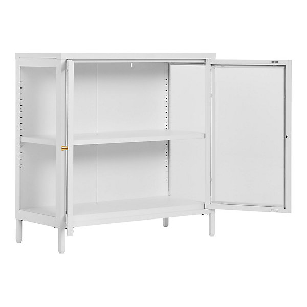 Armoire Dalby en Acier Blanc avec 2 Portes Vitrées - Dimensions 80x35x80 cm