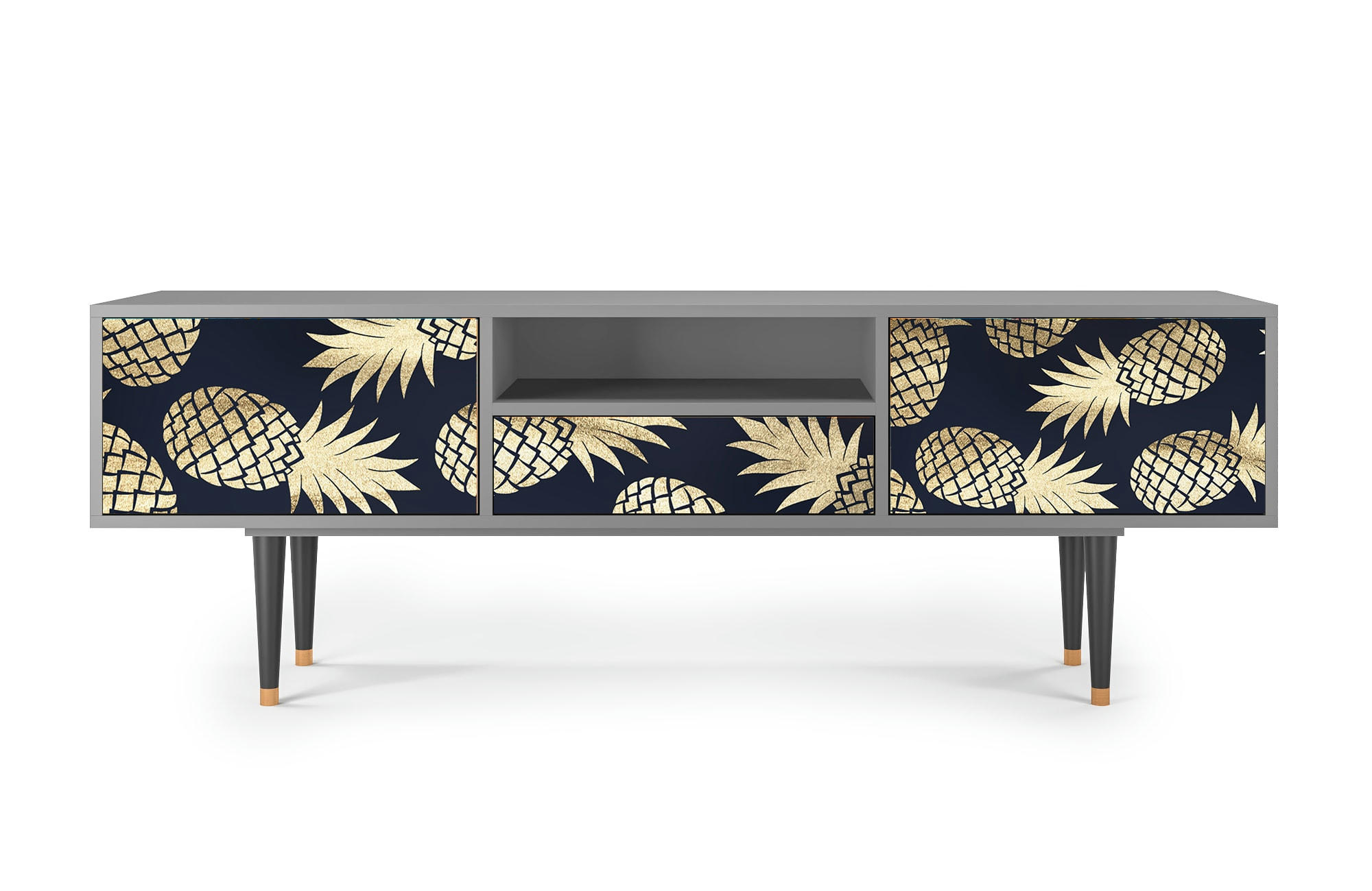 SUNNY PINEAPLE - Meuble TV  bleu et jaune 1 tiroir et 2 portes L 170 cm