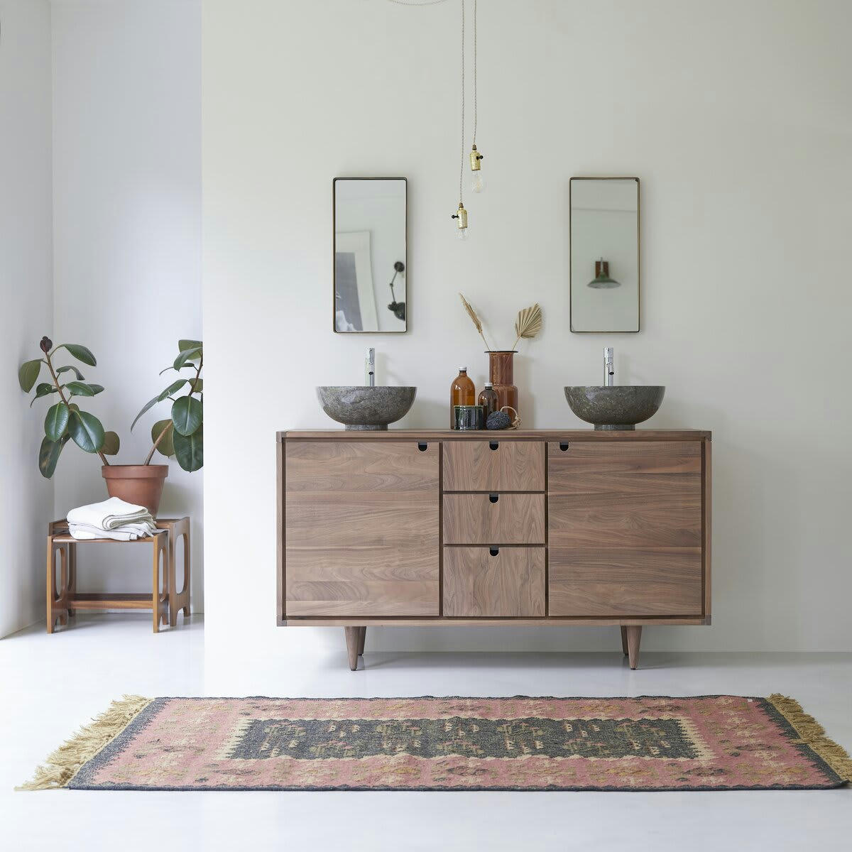 JONÀK - Meuble sous vasque en noyer massif 145 cm