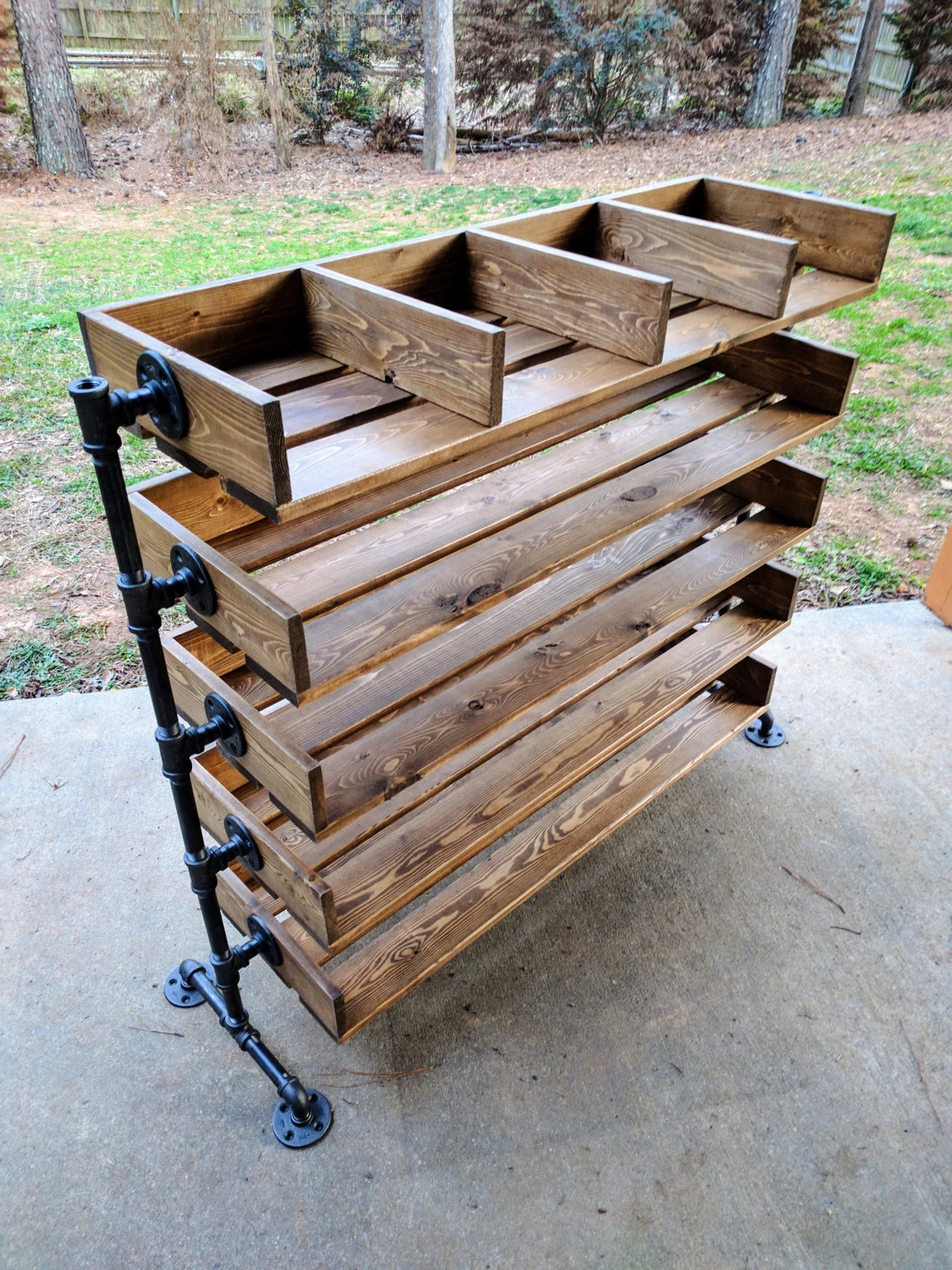 Custom Shoe Storage Organizer - Rustic Wood Cubbies Shoe Rack with Pipe Stand Legs for Entryway