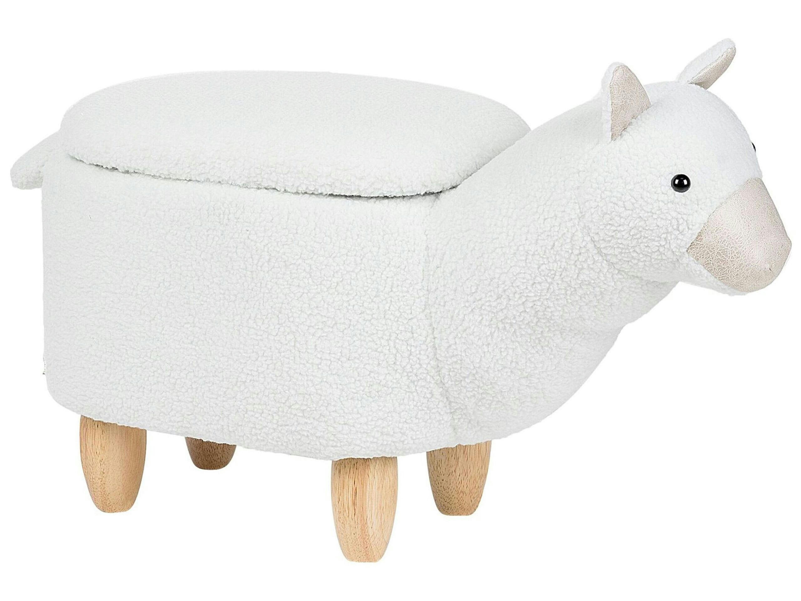ALPACA - Tabouret enfant en tissu peluche blanc