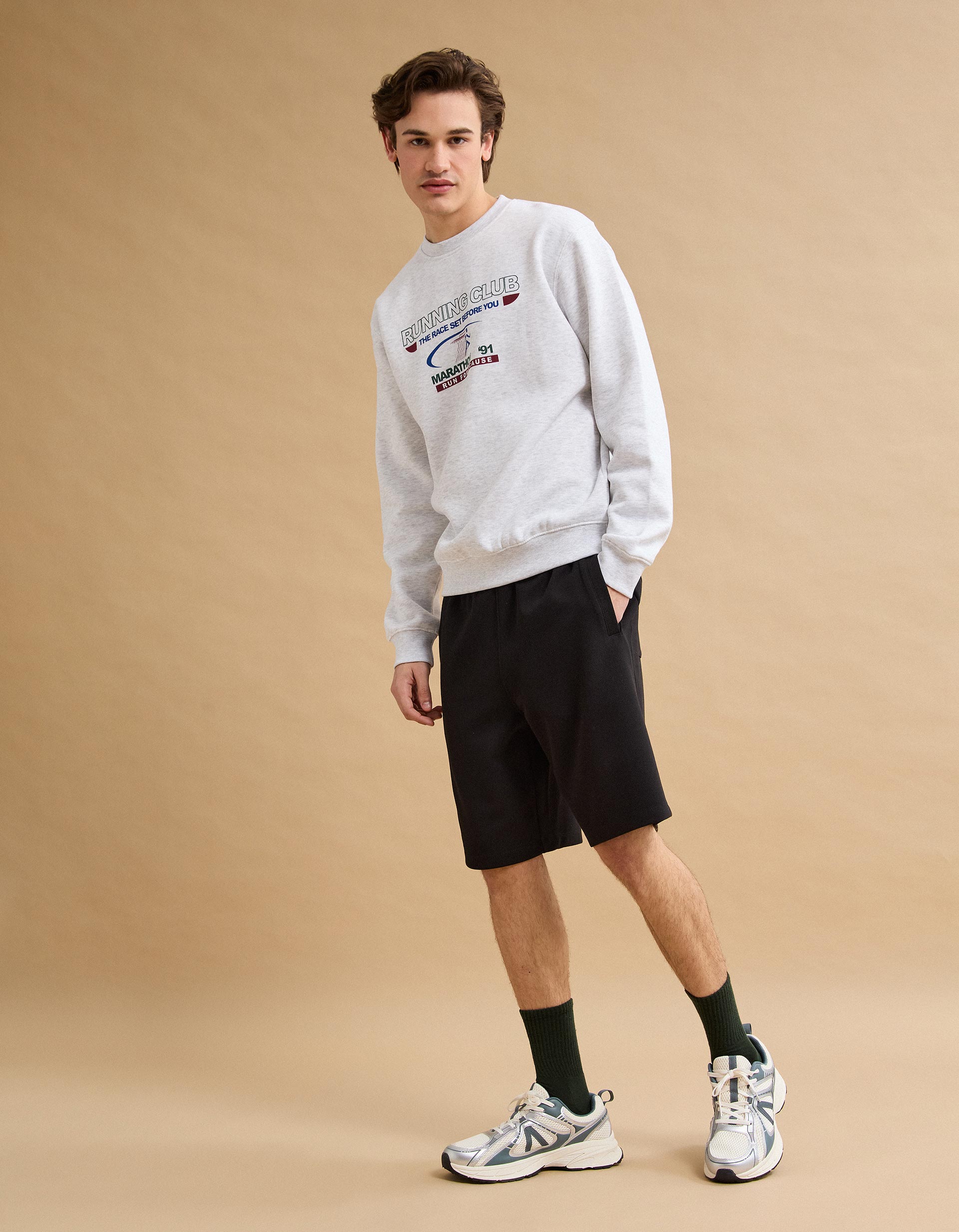 Sweatshirt Estampado, Homem, Cinzento Claro