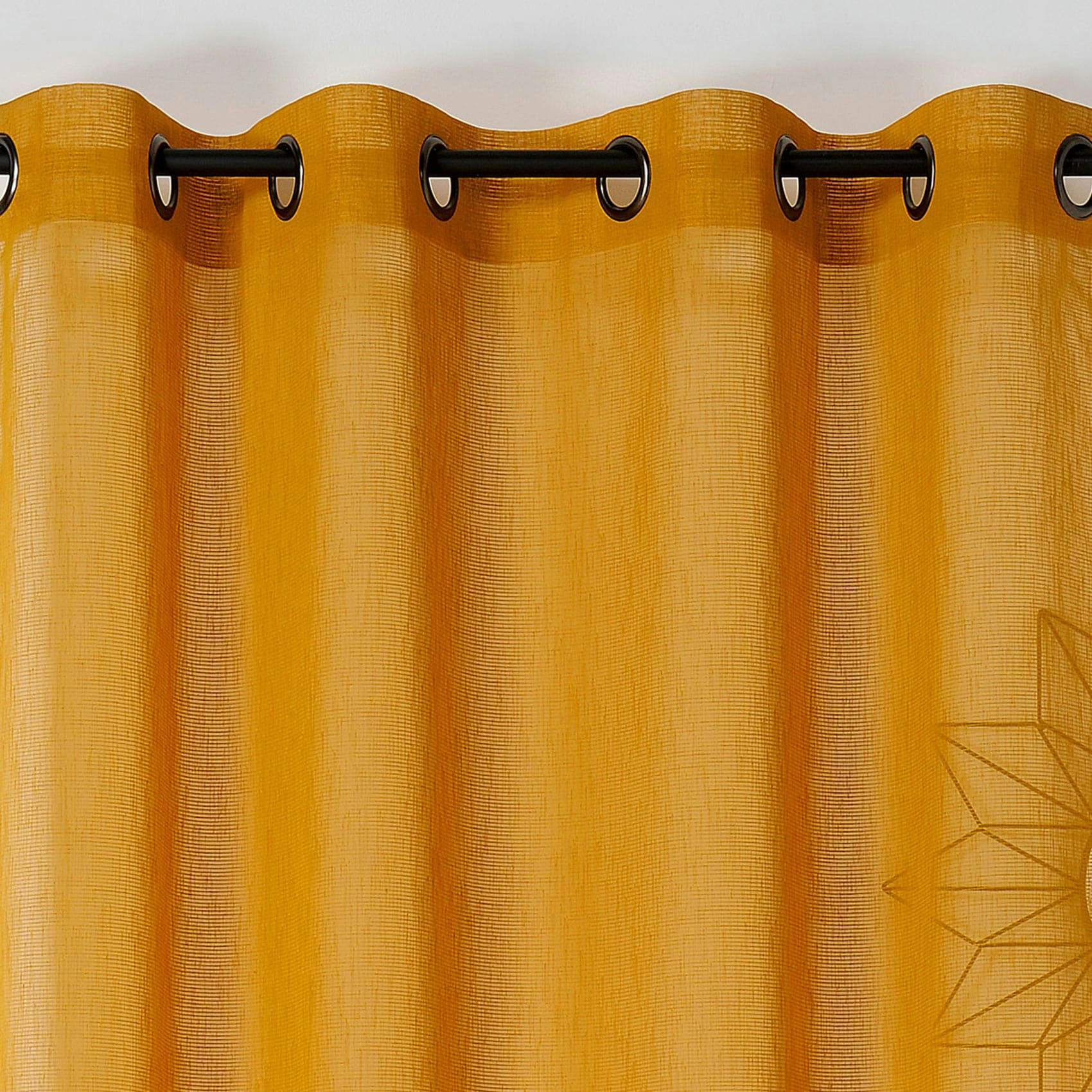 - Voilage  -  - effet de rayures polyester cuivre 145x240 cm