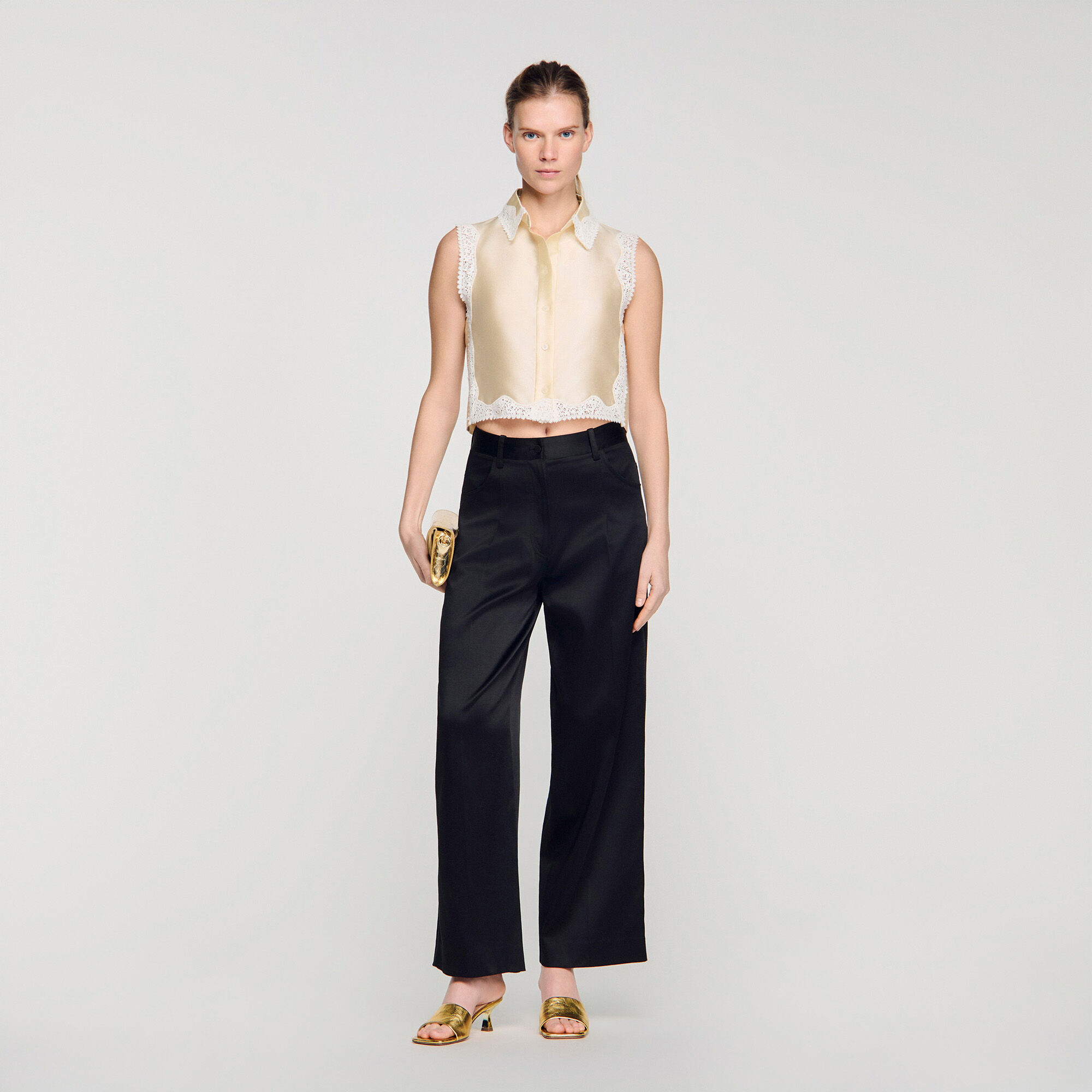 Pantalon large satiné