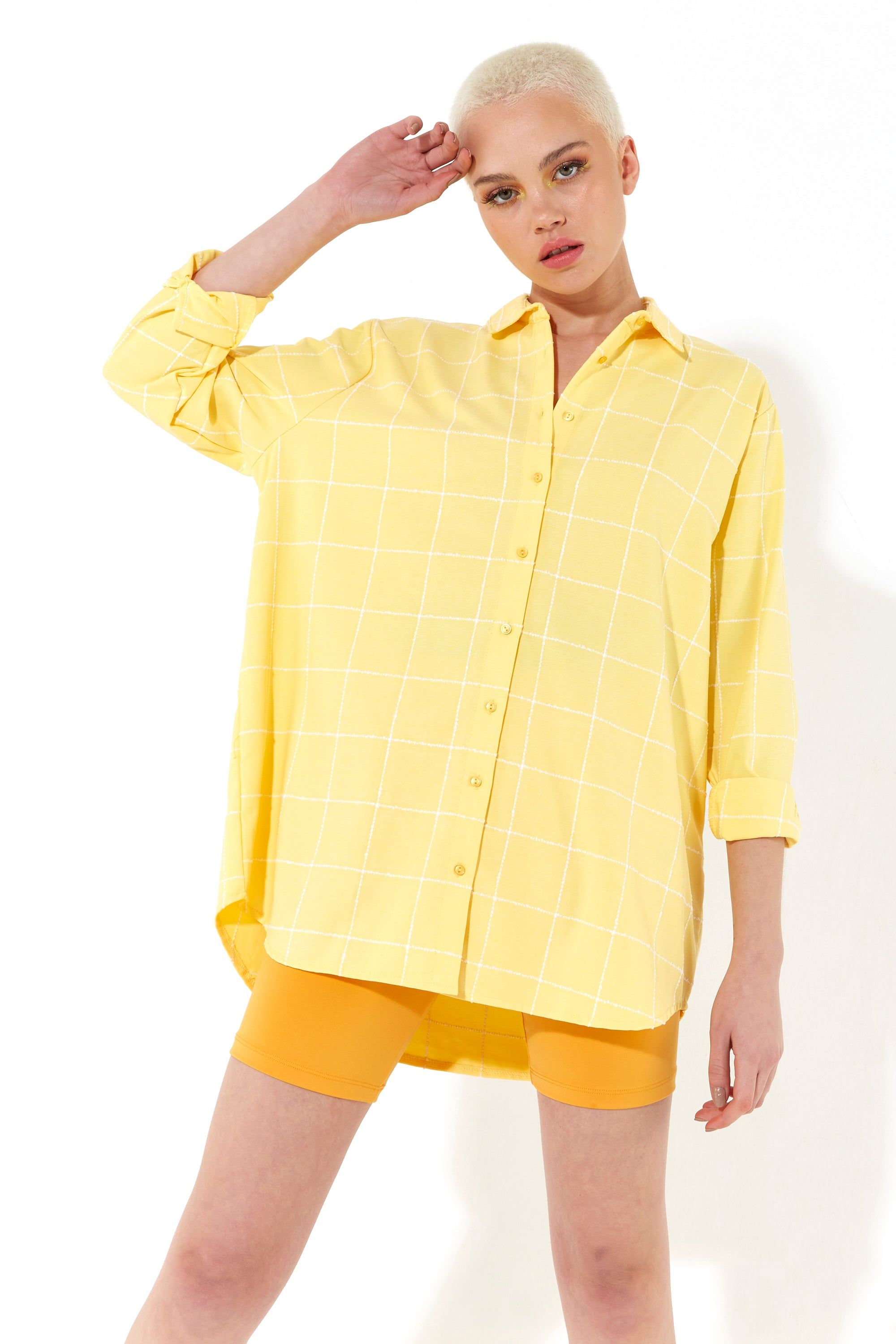 House of Holland Jacquard Check Oversized Shirt