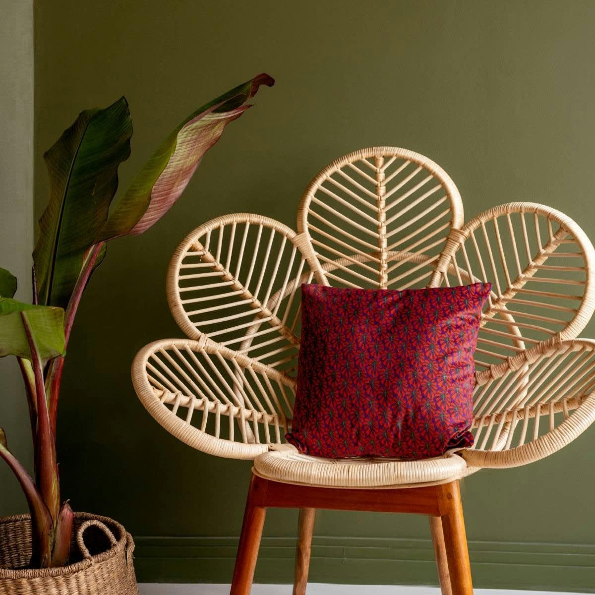 - Housse de coussin velours imprimé graphique orange 45x45 cm