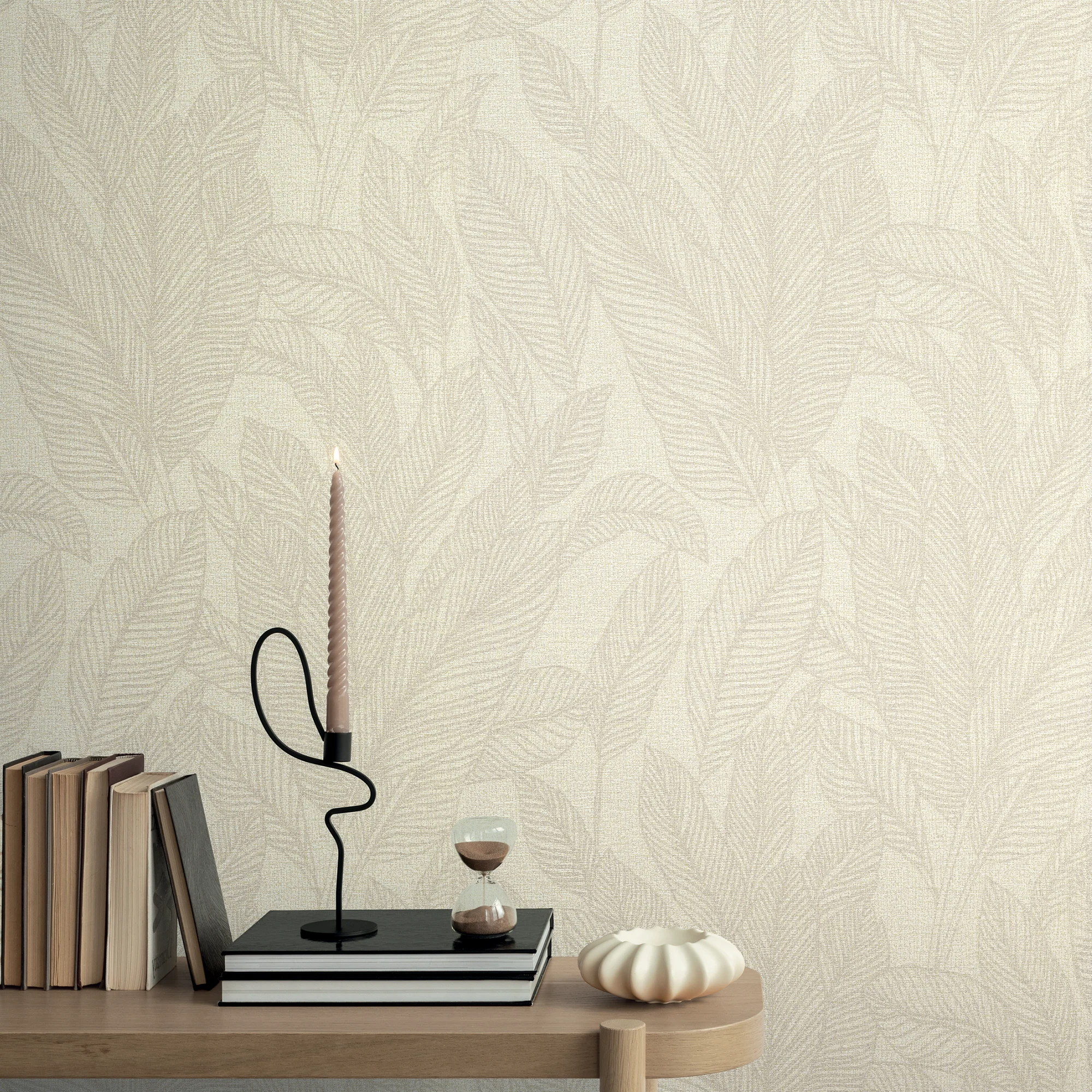 CosmoLiving Papier peint intissé GOLDEN FERN blanc chaud