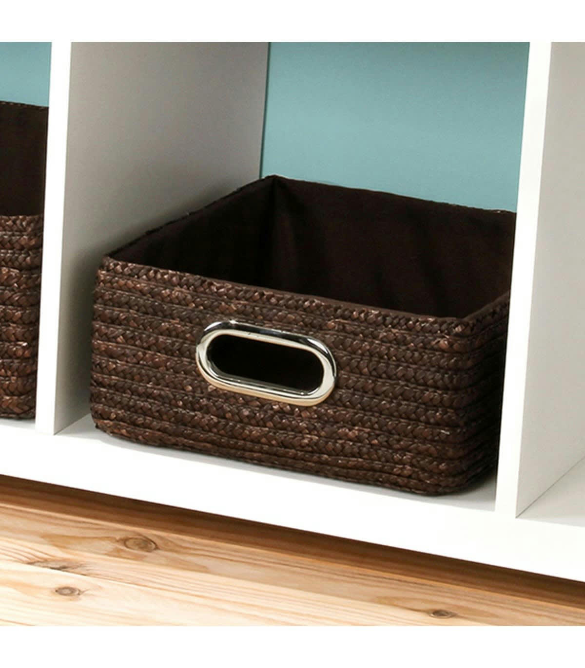 - Tiroir en paille tressé - 36 x 32 x 15 cm - Marron foncé