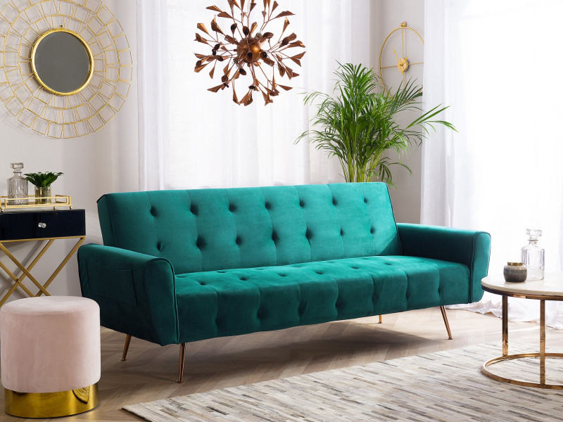 Sofa kanapa funkcja spania szmaragdowa
