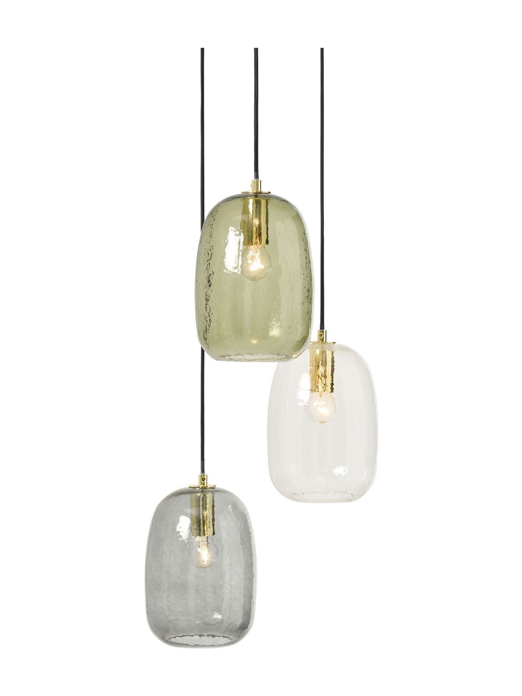 Lykke 3 Light Cluster Chandelier Ceiling Light in Green Multi