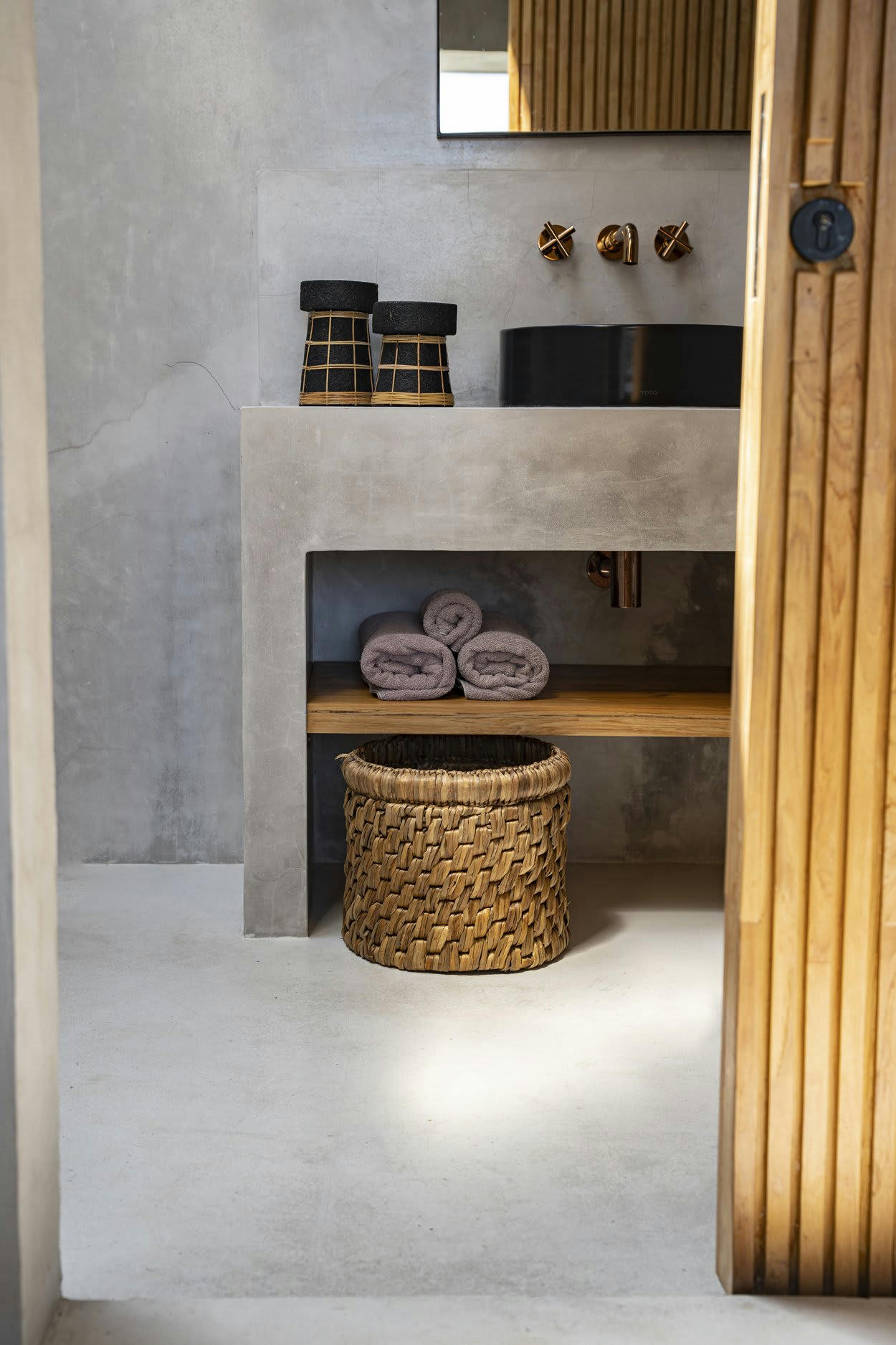 SERENE - Bougeoir en terre cuite noir naturel 12x20