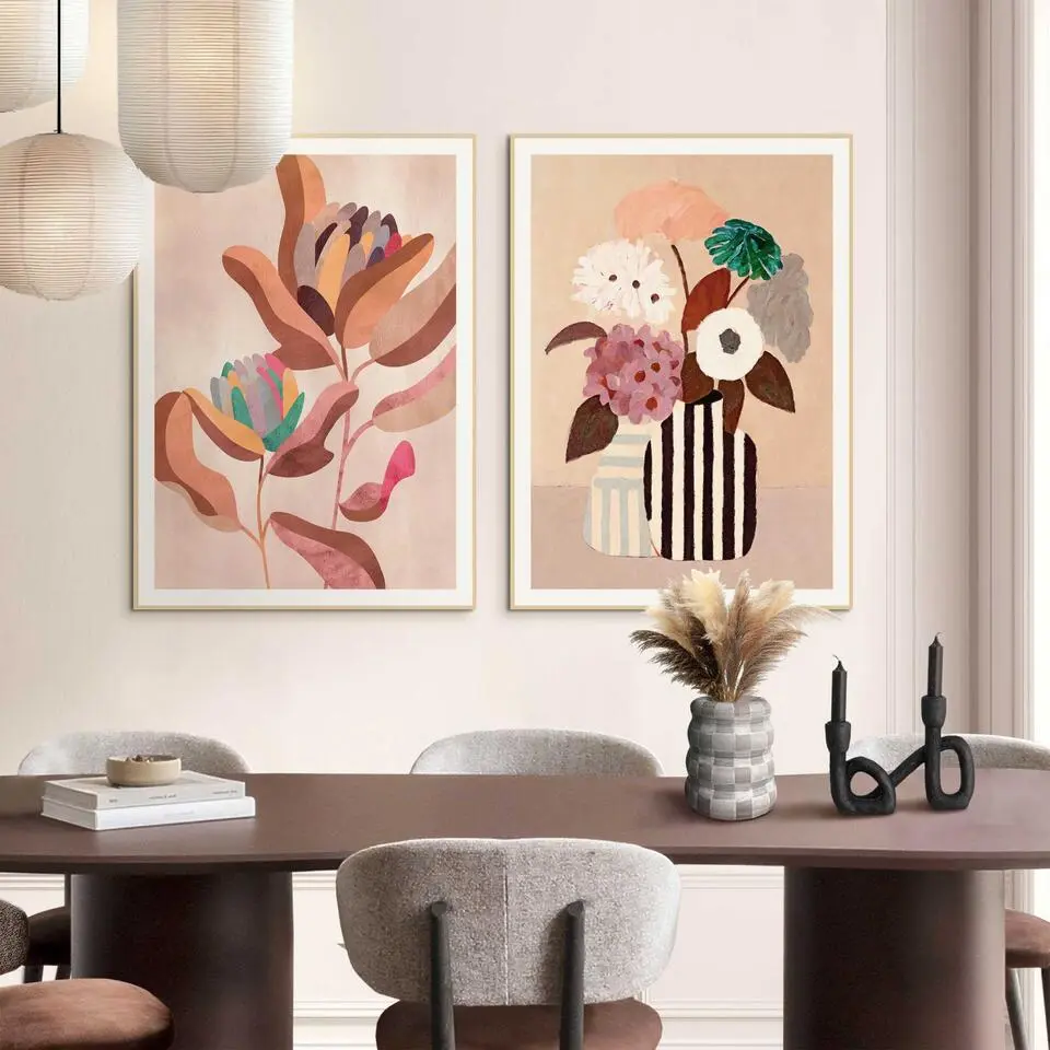 Set poster met lijst - Bloemen