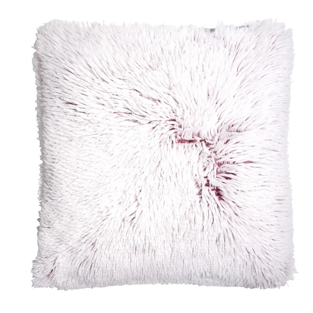 Housse de coussin imitation fourrure grise 45x45cm