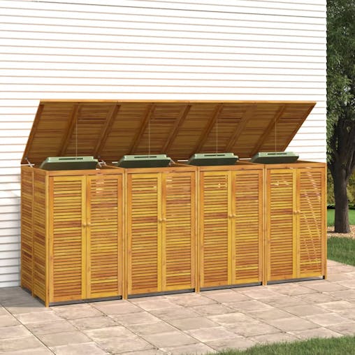 NNEVL Quadruple Garbage Bin Shed 280x89x117 cm Solid Wood Acacia