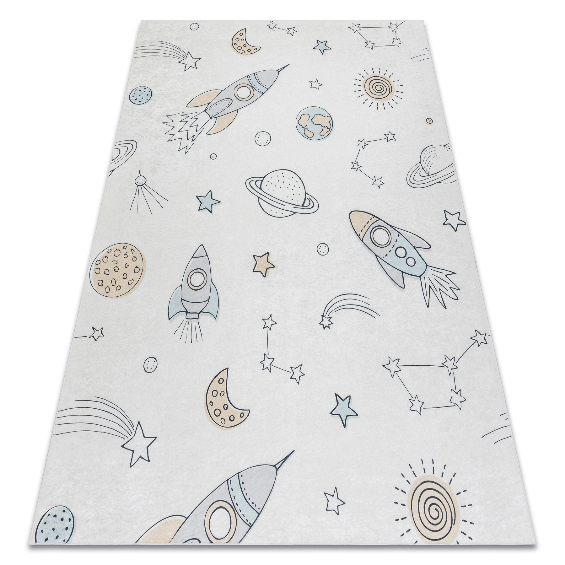 Dywan do prania BAMBINO 1278 Kosmos, rakieta dla dzieci, 80x150 cm