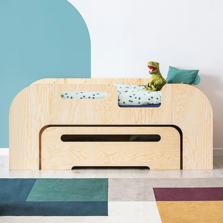 THOMAS - Lit 70x140 entrée droite sommier et tiroir inclus naturel