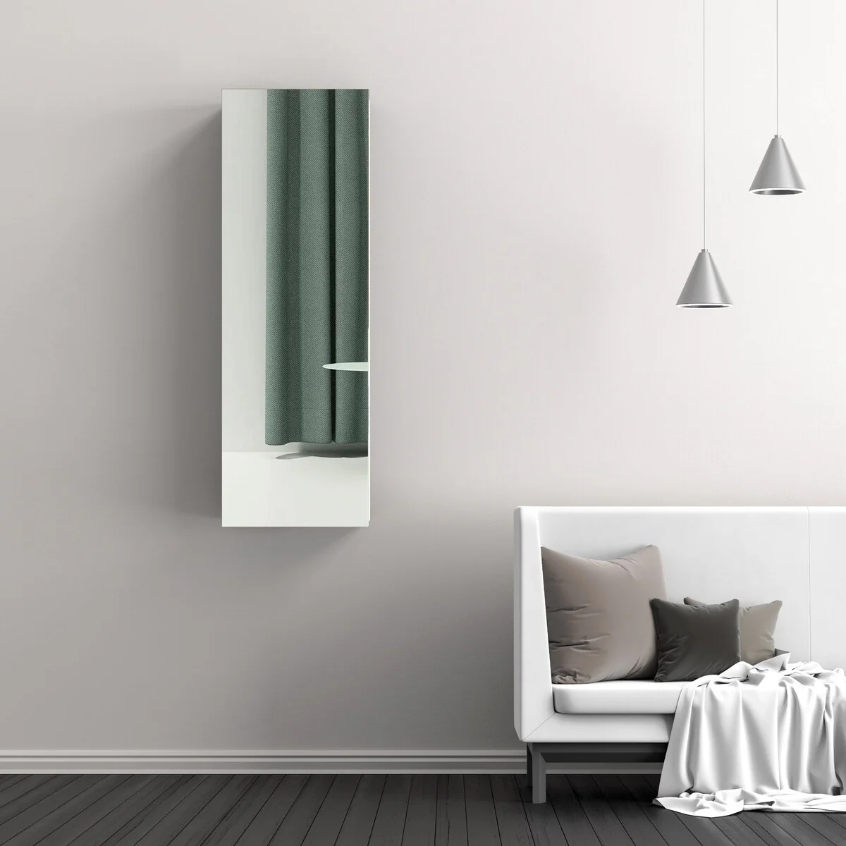 Full Mirror Jewelry Storage Cabinet with Slide Rail