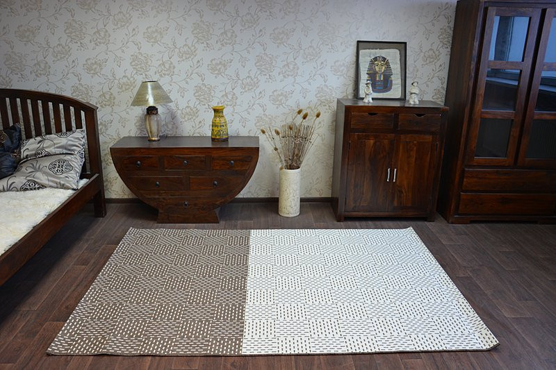 Dywan SZNURKOWY SIZAL FLAT 48722/608 Dwukolorowy krem brąz 200x290 cm
