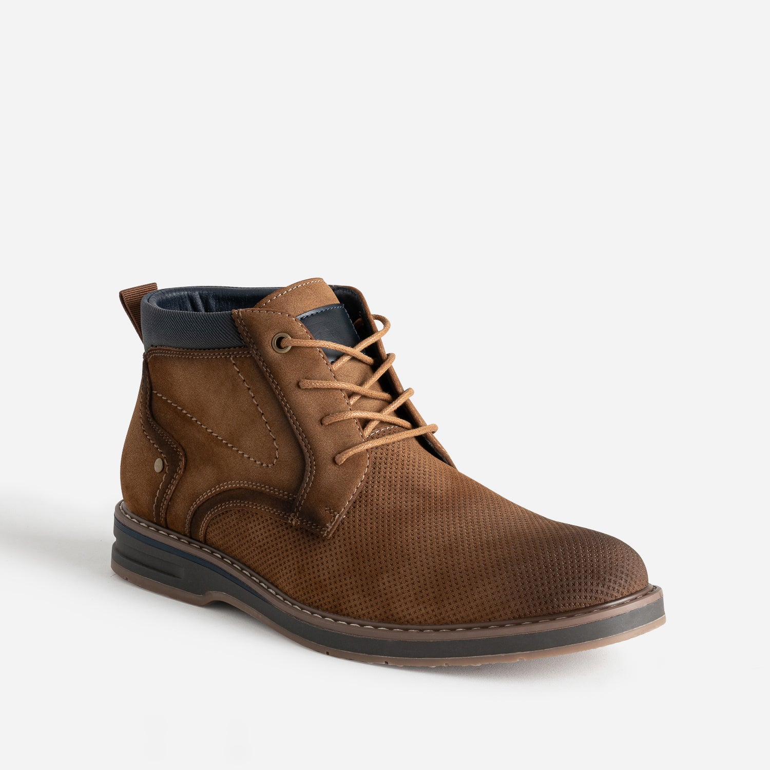 Boots à lacet camel suédé enmbossé