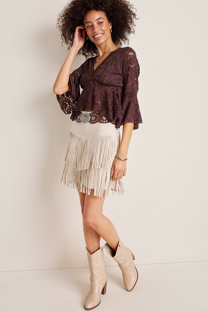 Gina Fringe Mini Skirt