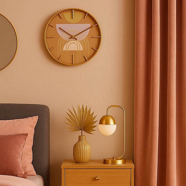 Horloge ronde métal doré motifs arches 40cm