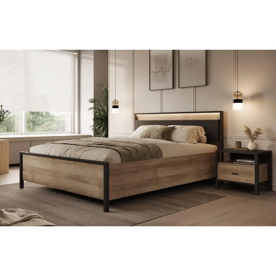 Meubella - Tweepersoonsbed Honduras - Eiken - 160x200 cm