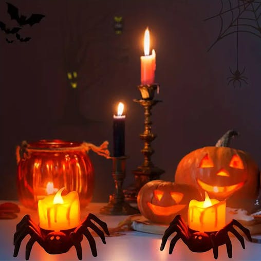 NNETM Arachnid Glow: 12Pack Halloween Spider Flameless Candlelight