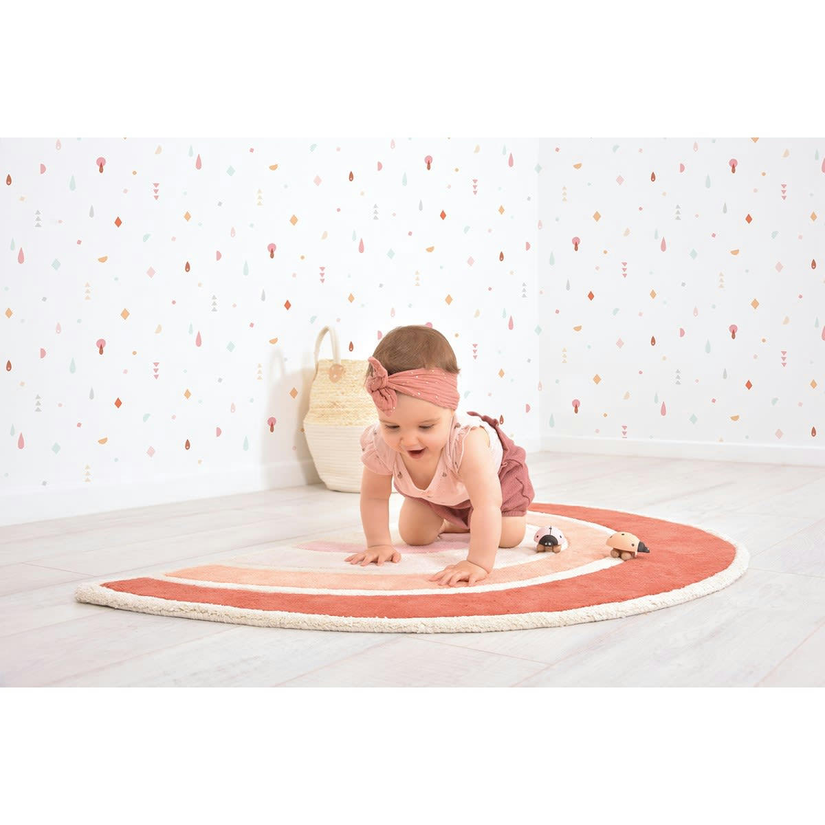 PARADISIO - Tapis arc en ciel en Coton Rouge