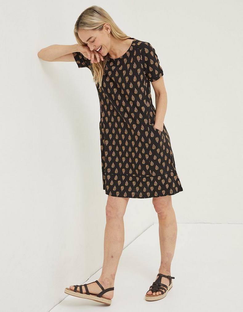 Simone Woodblock Jersey Dress