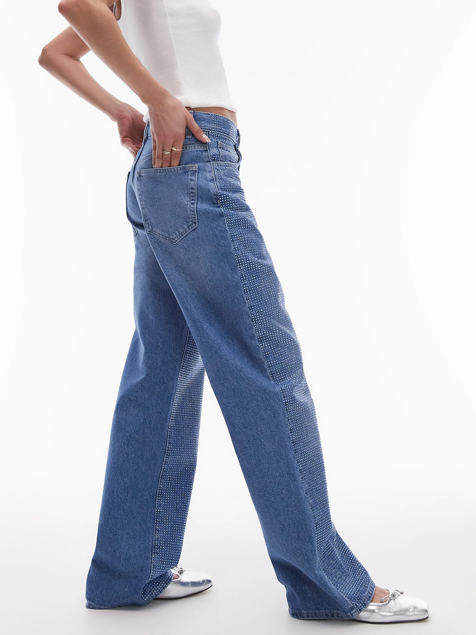 Embellished MR Column Jeans