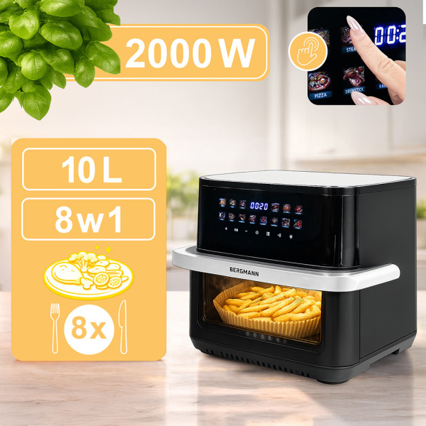 Frytkownica Beztłuszczowa 10L BERGMANN Air Fryer 2000W 8 Programów