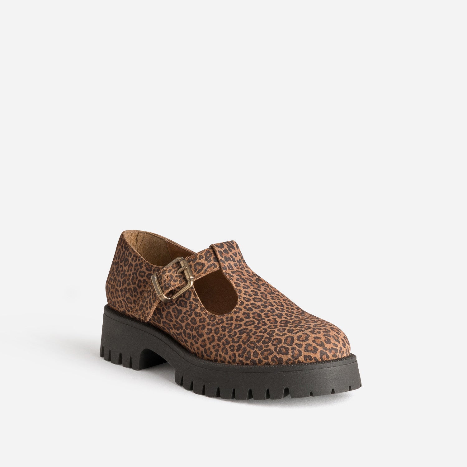 Babies camel cuir velours motif léopard