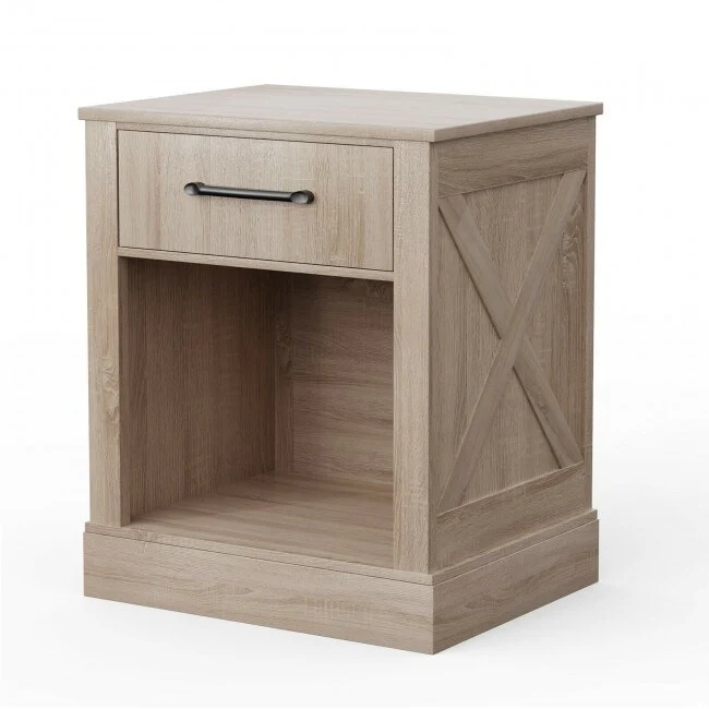 Compact Nightstand with Drawer and Shelf