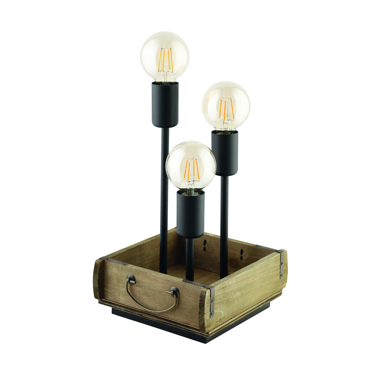 EGLO tafellamp Wootton - e27 - ø 18 cm - zwart/bruin