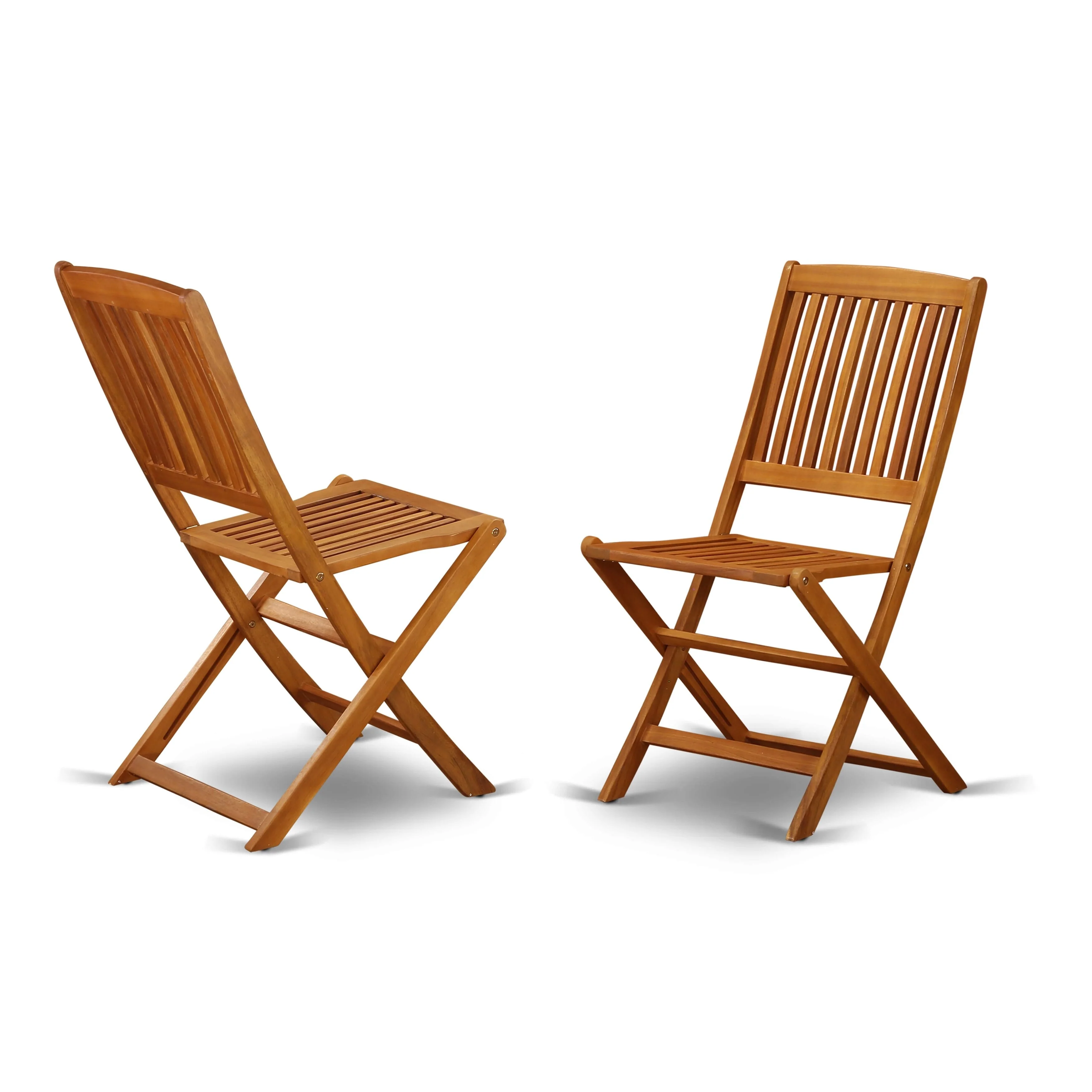 East West Furniture Cameron Foldable Patio Dining Chairs - Acacia Wood, Set of 2, Natural Oil - BCMCWNA